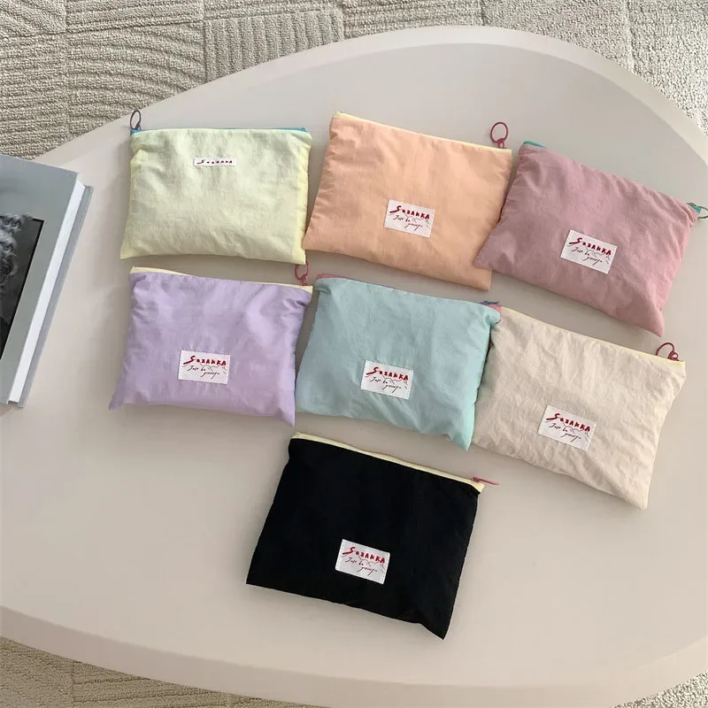 Borse per trucco in tinta unita Borsa per tovaglioli sanitari per rossetto cosmetico semplice coreano Borse per organizer per astucci per studenti