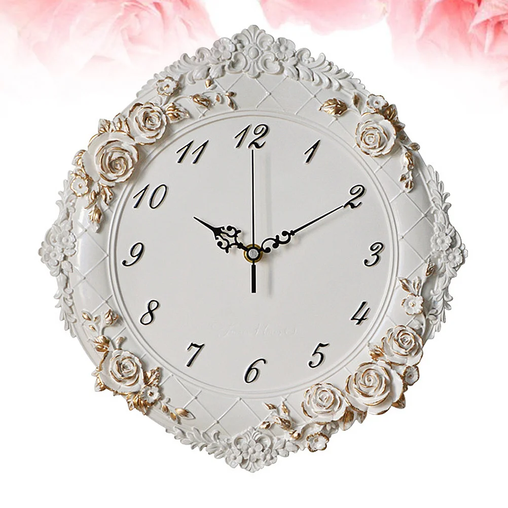 

1Pcs Artistic Wall Clock Retro Flower Pattern Non-Ticking Decorative Wall Mounted Clock for Bedroom Study Living Room Gift