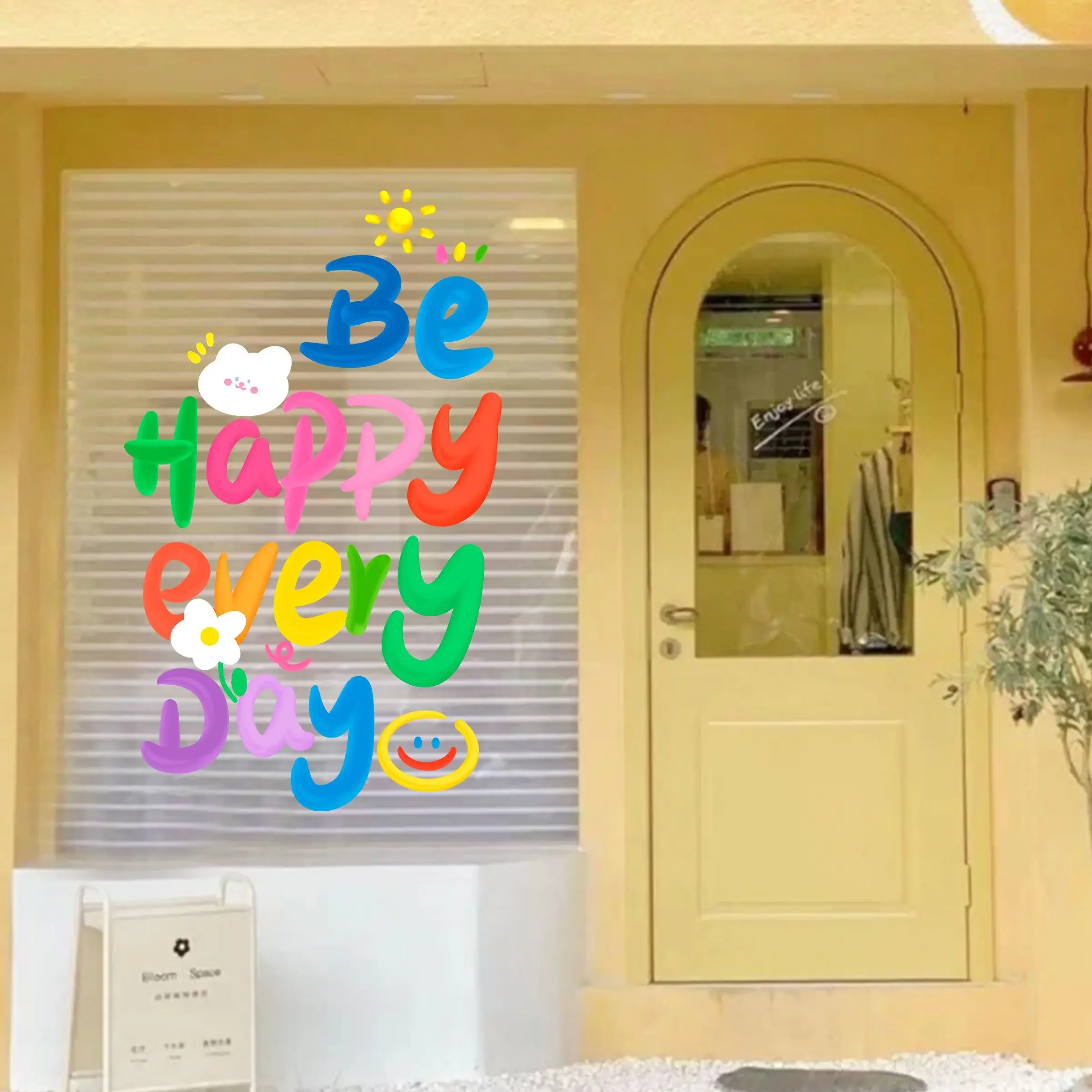 English Cartoon Illustration Stickers Kitchen Bathroom Window Wallpaper Decorations Waterproof Sell Shop Glass Door Display Film