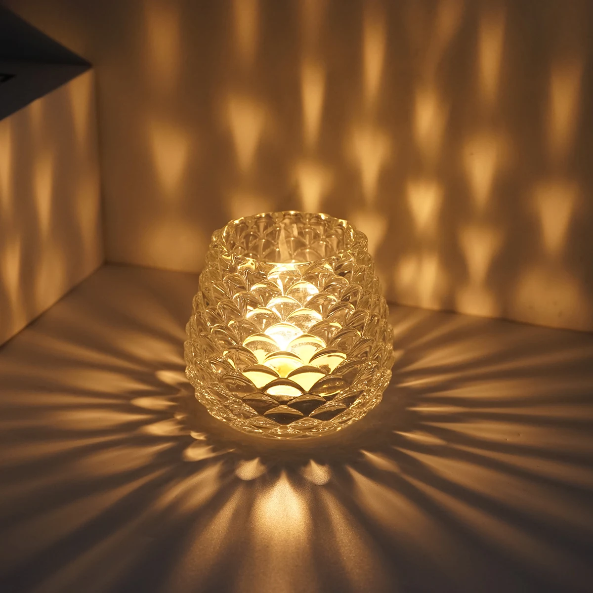 Pinecone glass small candle holder creates romantic candlelight atmosphere