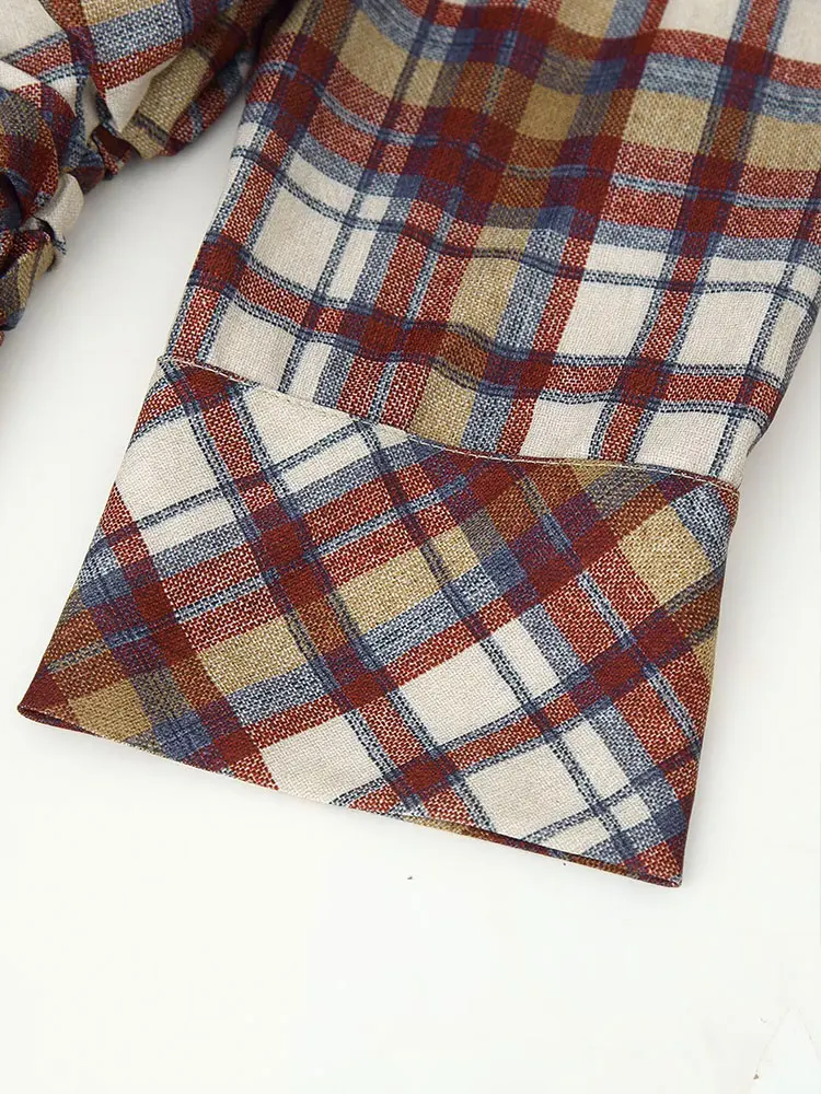 Nlzgmsj 2025 가을 여성 시크 엘레강트 체크무늬 드레스 긴 소매 O넥 주름 슬림 미니 드레스 Y2K