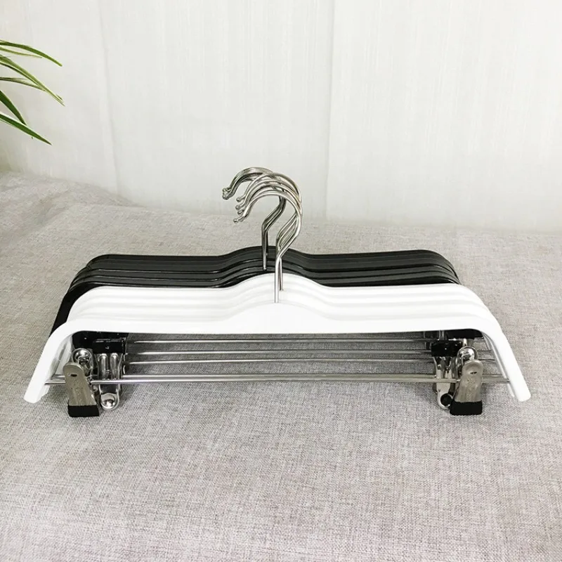 

10PCS White Imitation Wood Plastic Hanger,Solid Splint Non Slip Clothes Hanger with Trouser Clip,Household Closet Storage Hanger