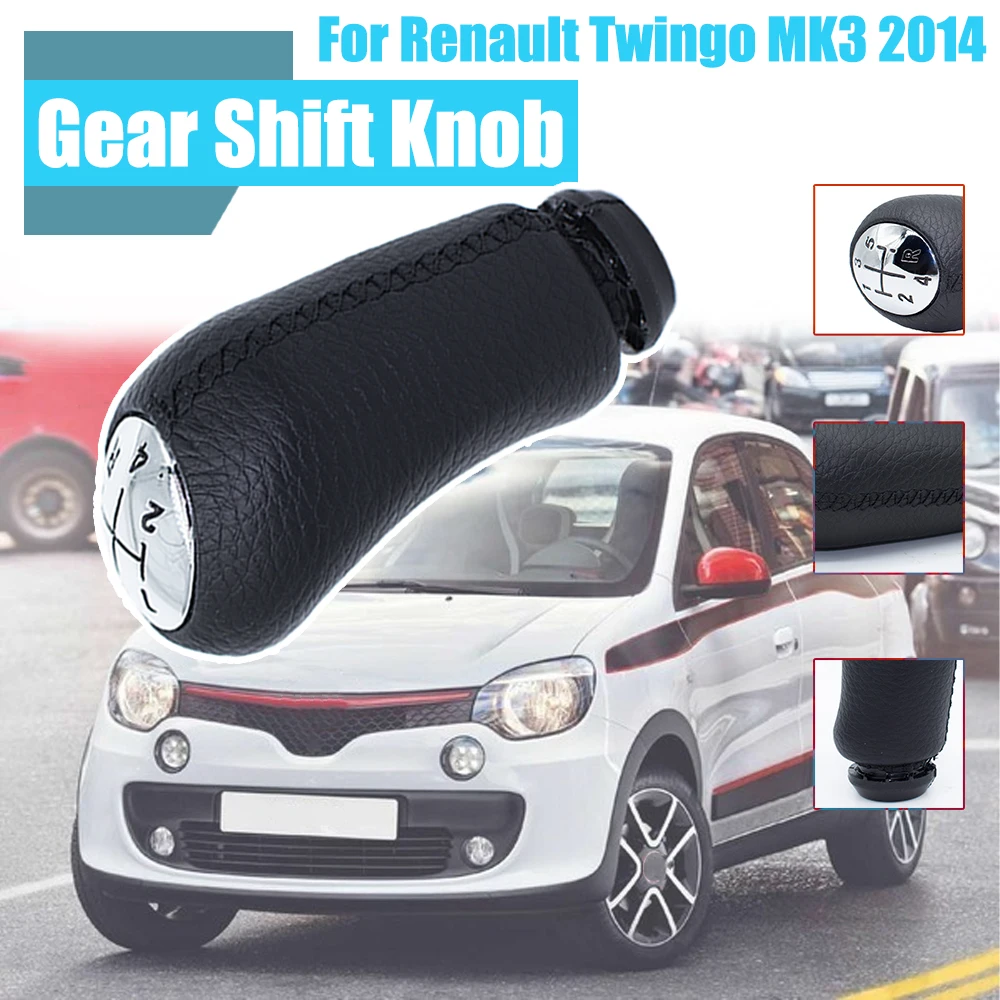 Gear Lever Shifter Trim Leather Knob Cover Gaiter Boot For Renault Twingo MK3 MK2 MT 5Speed R Gearstick Pen Handle Replacement