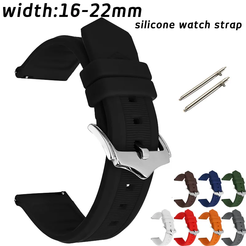 Wasserdichtes Armband aus Silikon armband 16mm 18mm 19mm 20mm 21mm 22mm Gummi armband mit Schnell verschluss stiften