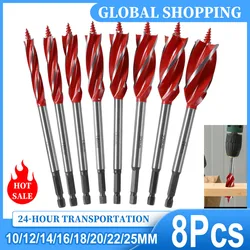 10-25mm Woodworking Twist Drill Bit Set Long Four-slot Four-blade Woodworking tools Hole Opene For Door Lock Wood Slotting Tools