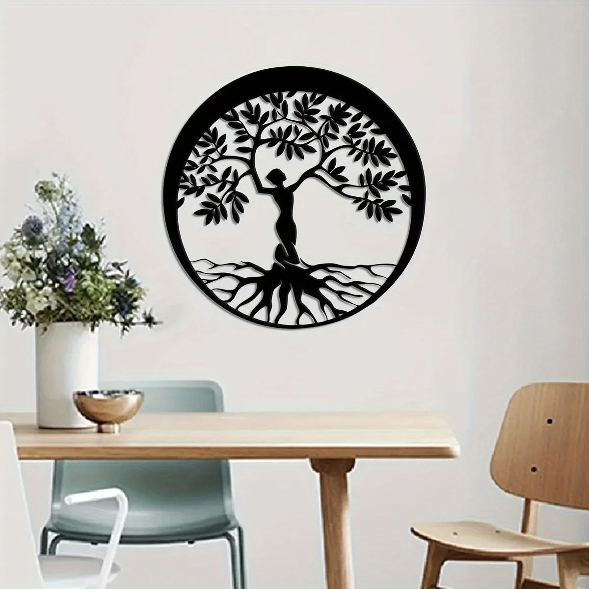 

Metal Family Tree Woman Wall Hanging Art Rustic Home Room Decor Housewarming Present 1pc