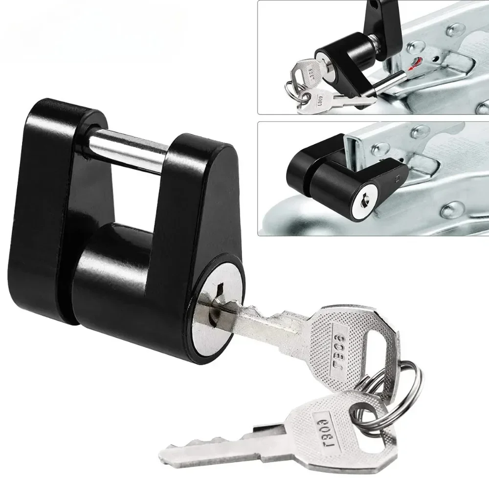 New off-road safety lock, trailer tongue connector lock, erosion-resistant anti-theft padlock for RVs, trucks, trailers (black).