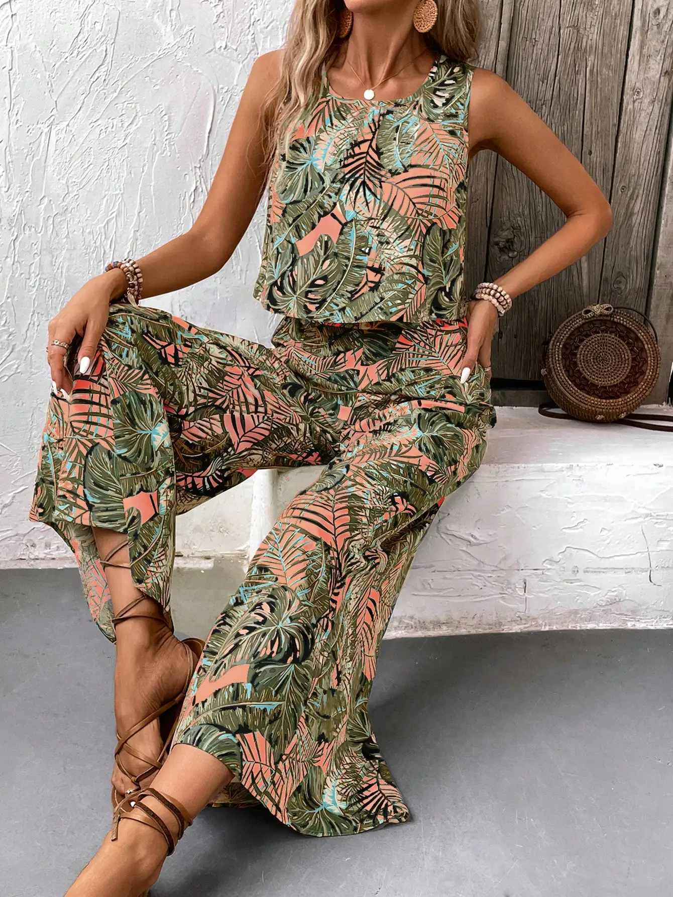طقم نسائي من قطعتين بطبعة أورا - مراجعة Summer Vacation Clothing Women وسعره
