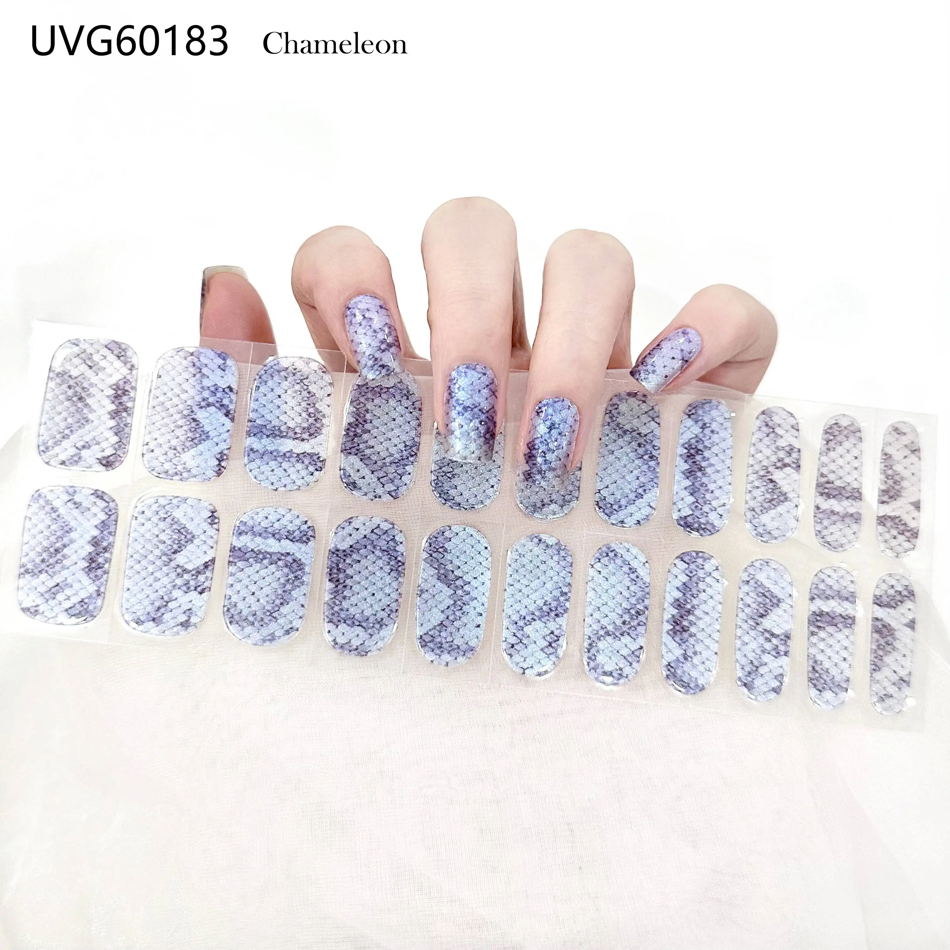 Autocollants pour ongles en gel semi-durcissant UV, longue durée, couverture complète, feuille scintillante, décorations pour nail art, Halloween, 22 bandes