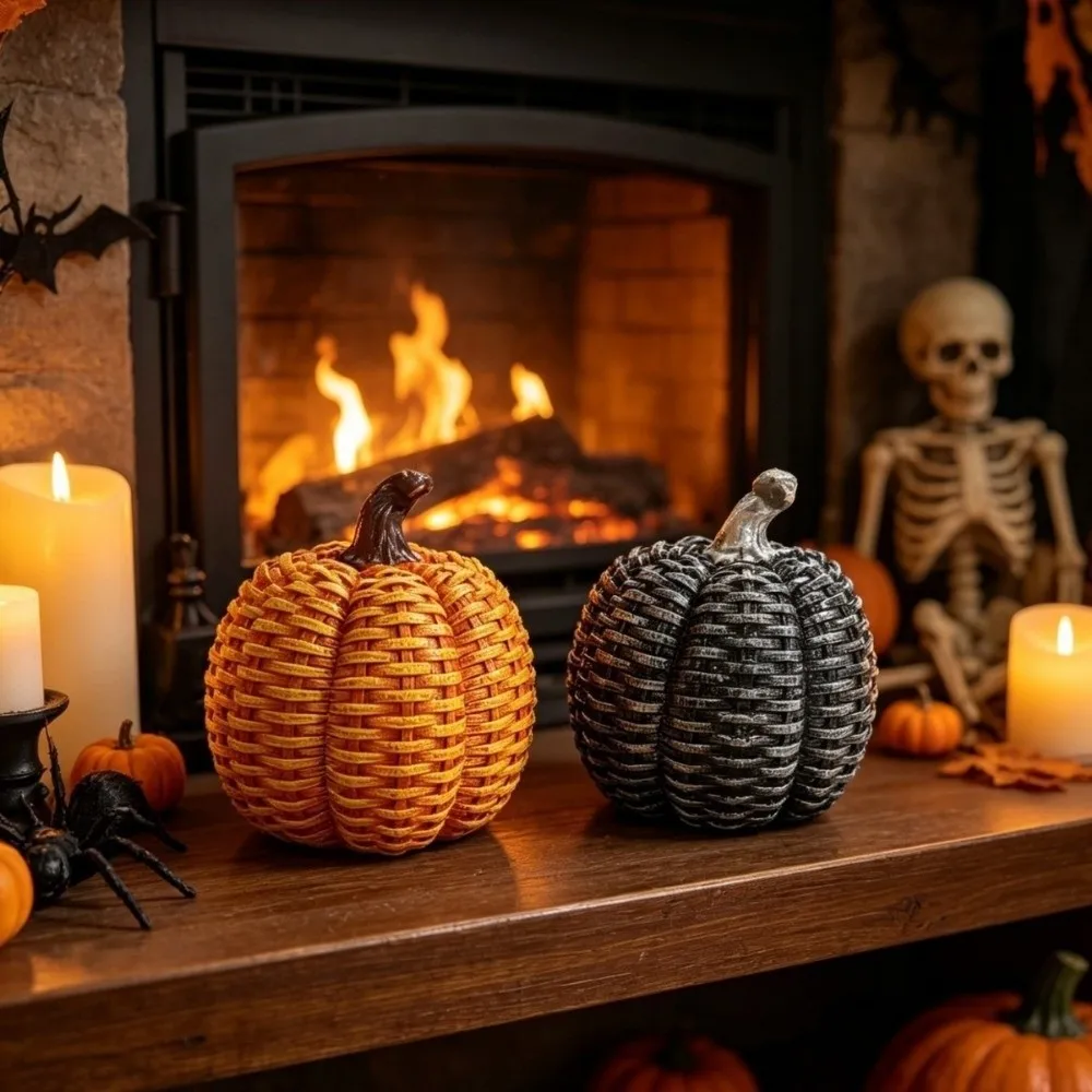 Resin Pumpkin Decors Crafts Design Retro Halloween Pumpkin Ornament Desktop Decorative Small Harvest Festival Ornament