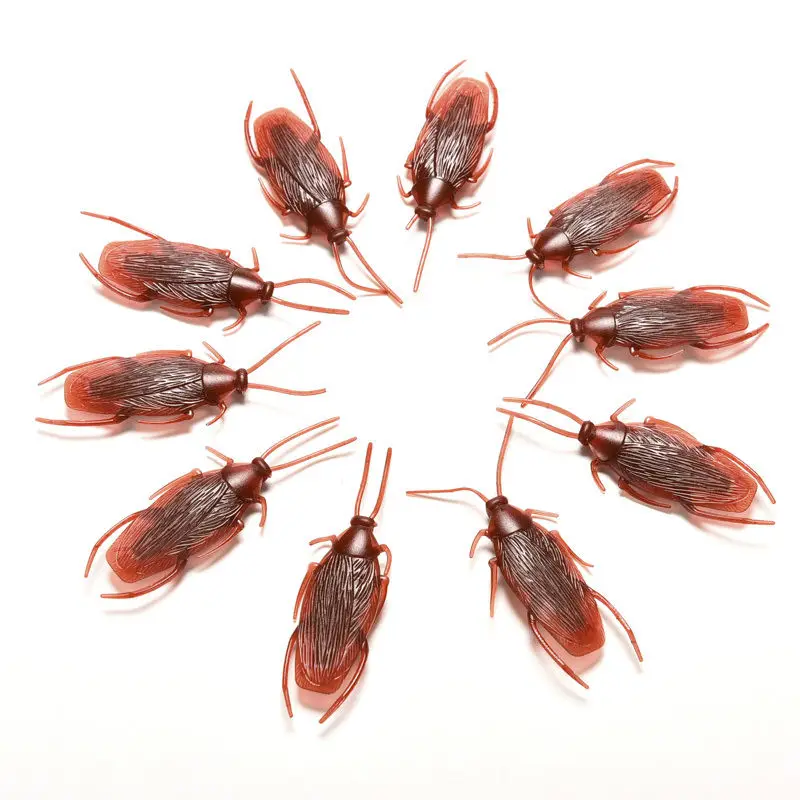 

10pcs/set Funny Trick Joke Toys Fake Rubber Cockroach Toy 4*1.8cm Model Simulation Cock Roach Bug Roaches Toy Prank