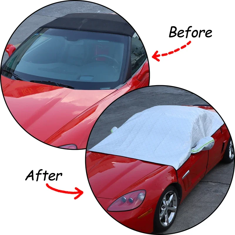 

For Chevrolet Corvette C6 Thicken Car Snow Cover Car Windshield Hood Protection Cover Snowproof Anti-Frost Sunshade Protector