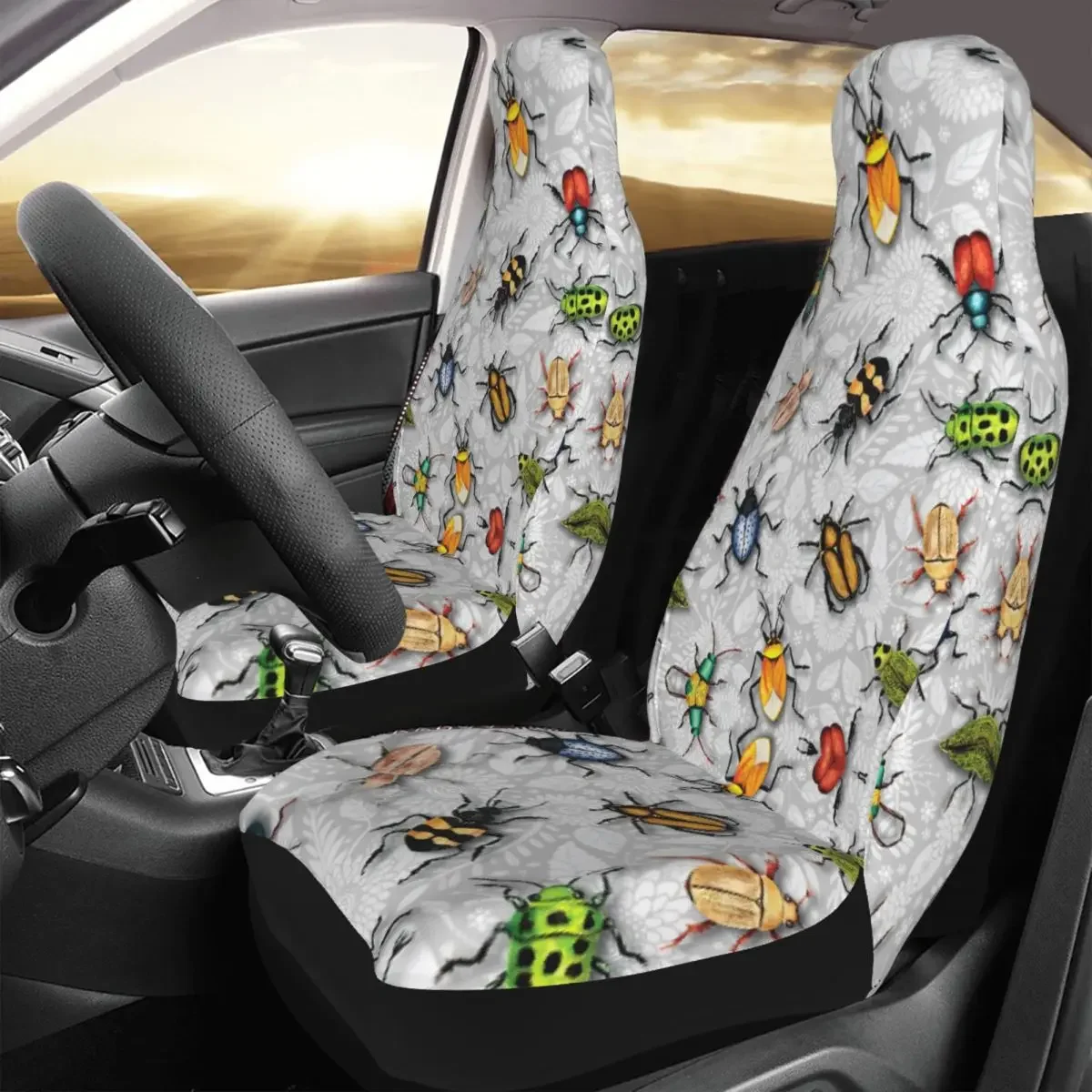 A Bunch Of Beetles - Colorful Insect Pattern Car Seat Cover Custom Printing Universal Front Protector Accessories Cushion Set