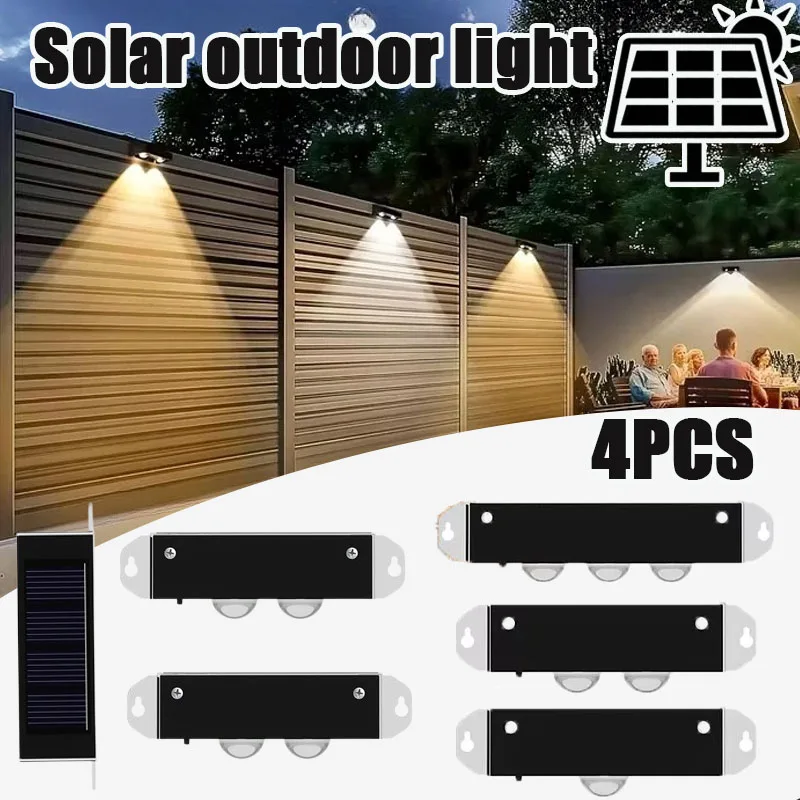 

4PCS Waterproof Solar Courtyard Wall Light Outdoor for Home Garden Balcony Yard Fence Auto on Off Lamp