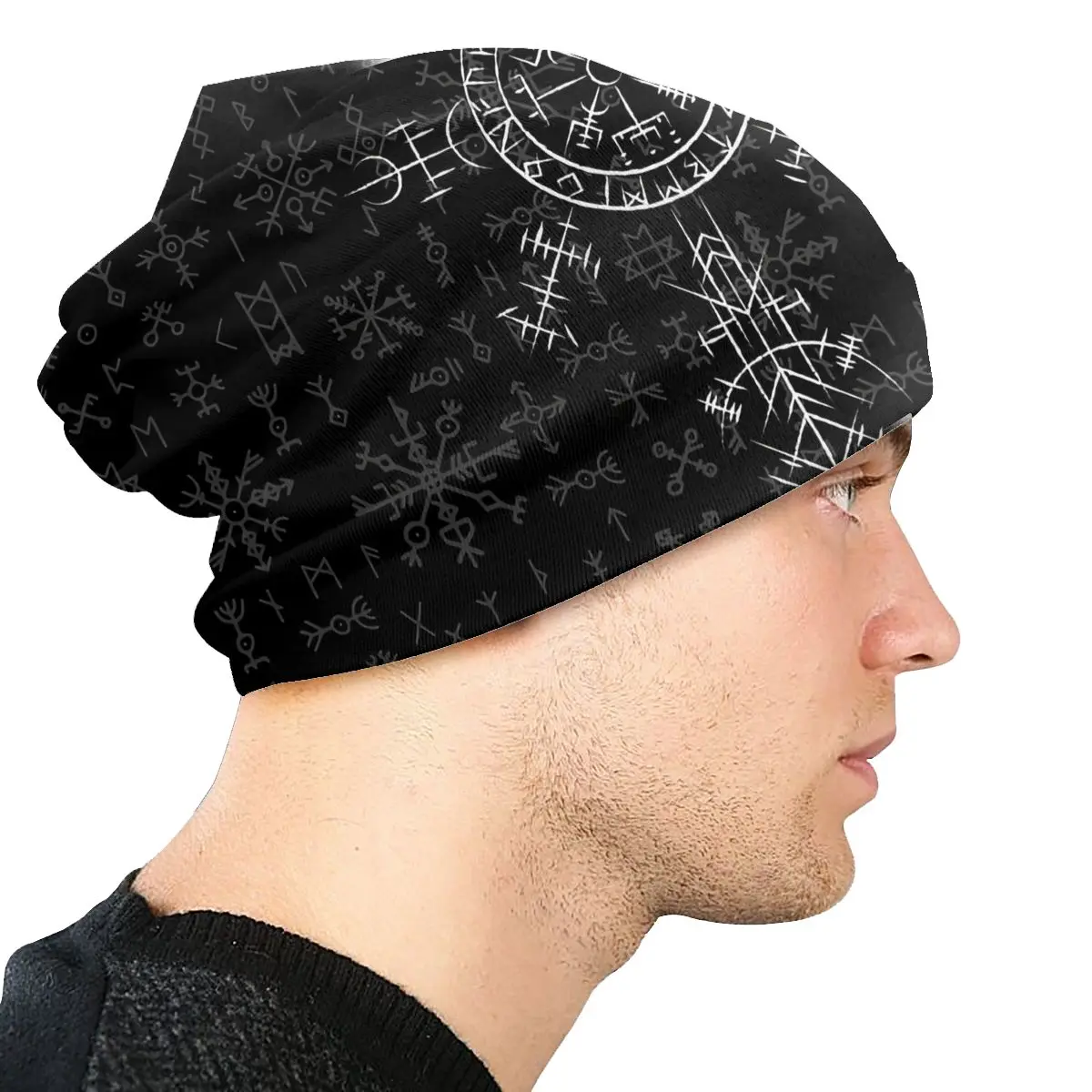 Norse Mythology Viking Skullies Beanies Autumn Spring Hats Celtic Lucky Charm Compass Bonnet Hipster Caps Men Women\'s Earmuffs