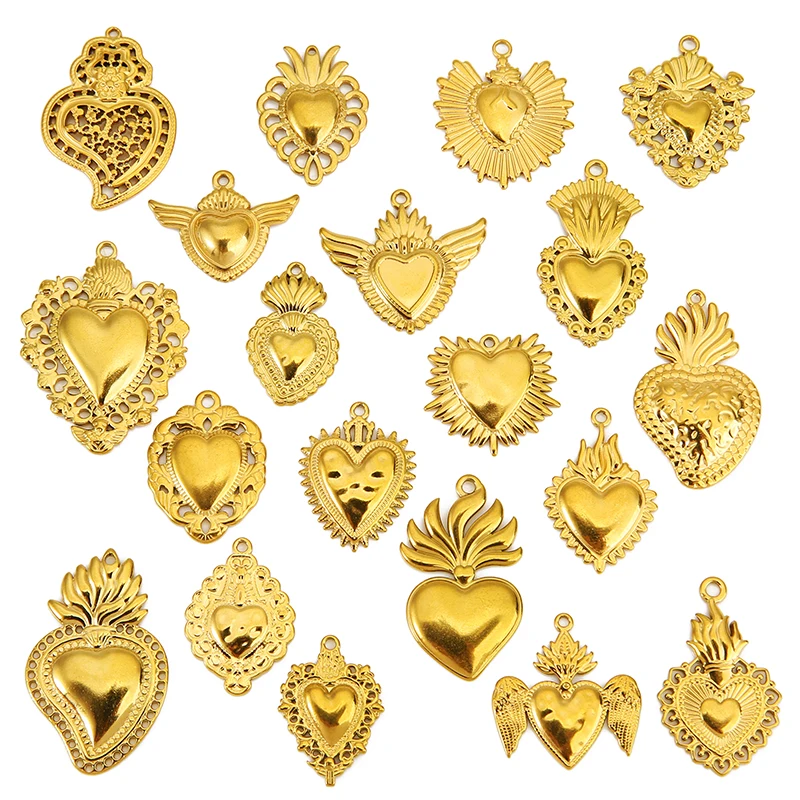 

4 шт., подвеска из нержавеющей стали, золотое сердце, подвеска для самостоятельного изготовления ювелирных изделий, серьги, ожерелье, разъем, материал, оптовая продажа