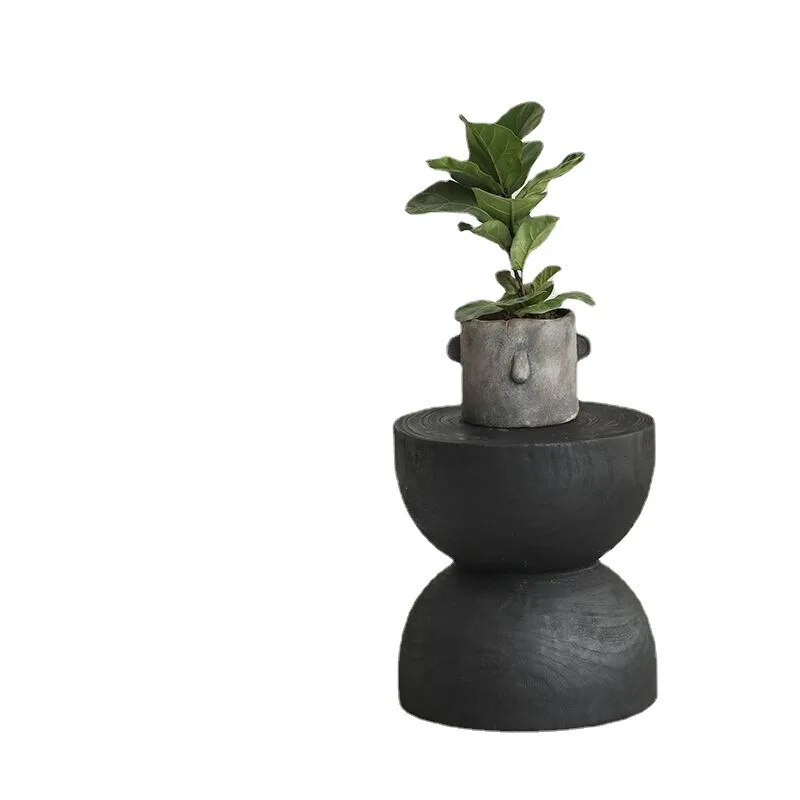 Carbon black funnel-type small side few bed and breakfast decorative stool