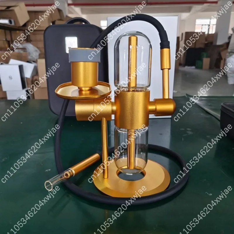 Mini Rotating Gravity Hookah Arabic Shisha Pipe Portable Glass Water Bong with Silicone Base for Party Home Outdoor Use view 3