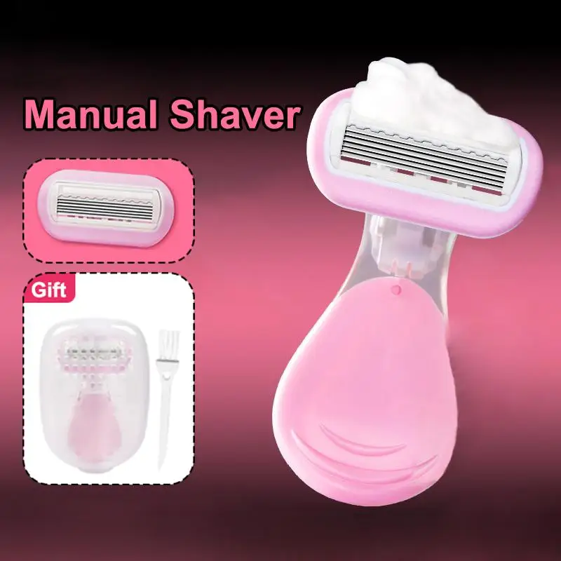 Portable Manual Shaver Women Razor Blade Tool For Face Armpit Leg Body Hair Shaving With Protective Net Lady Shaver Trimmer Set