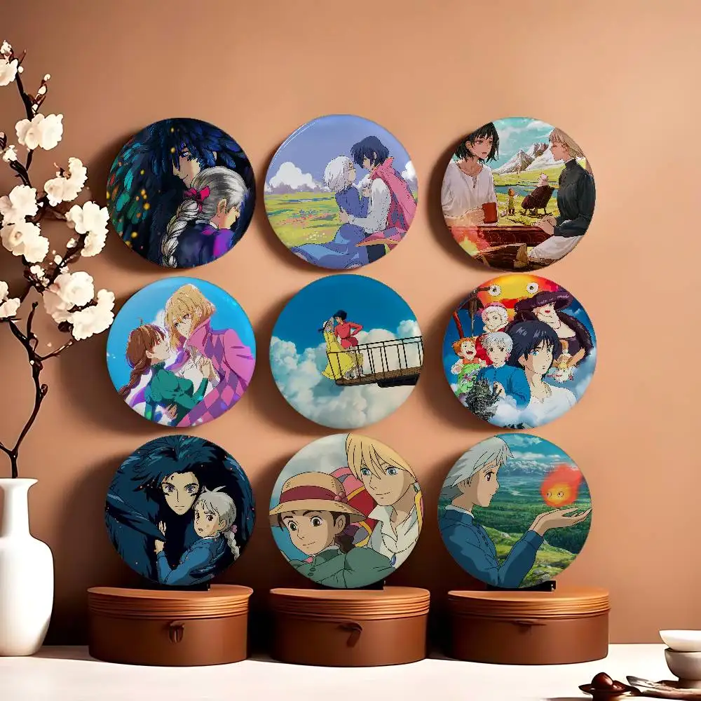 Howls تتحرك القلعة المشهد شارة زر PinsBrooch الإبداعية مضحك يقتبس شارة الملابس على ظهره مجوهرات هدية للأطفال الأصدقاء