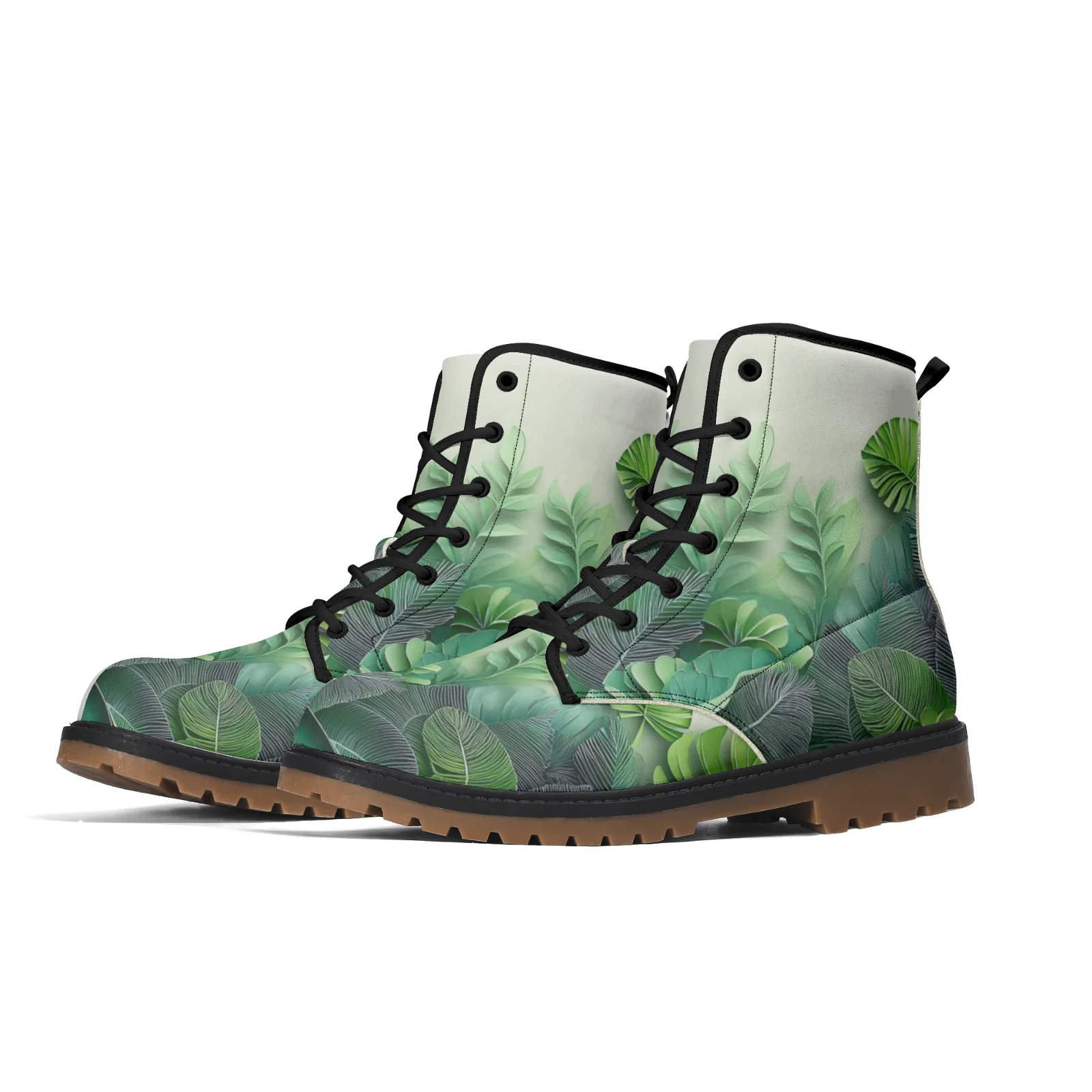 أحذية منتصف الساق للنباتات الخضراء ثلاثية الأبعاد قابلة للتخصيص، أحذية منتصف الساق غير رسمية للشارع للرجال والنساء، للربيع والاتحاد الأفريقي