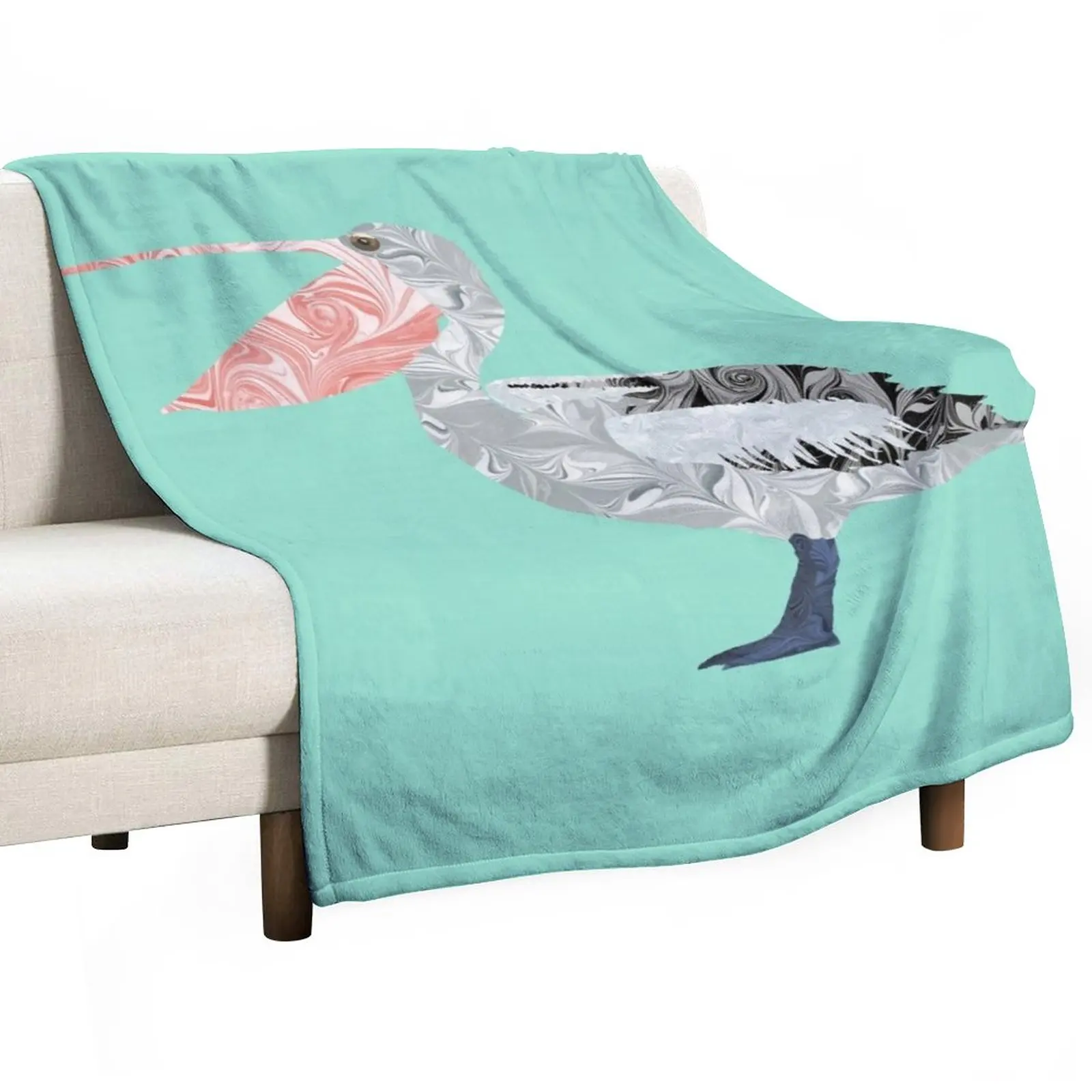 

Australian Pelican Marbled Paper Collage Throw Blanket Warm Blanket Stuffed Blankets