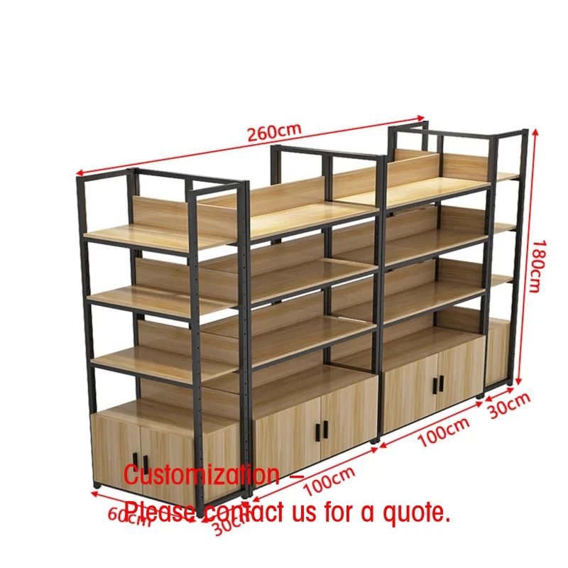 custom.Double-sided Supermarket Snack Display Rack Bearing Strong Iron Wooden Frame