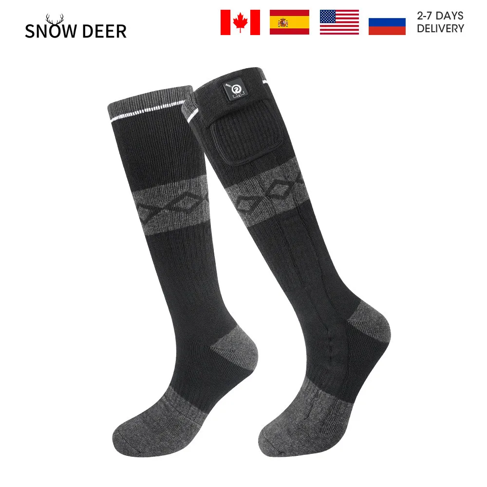 SNOW DEER  Heating Socks Foot Warmers Electric Rechargable Battery Winter Cold Feet Hunting Ski Camping Stocking Men Women