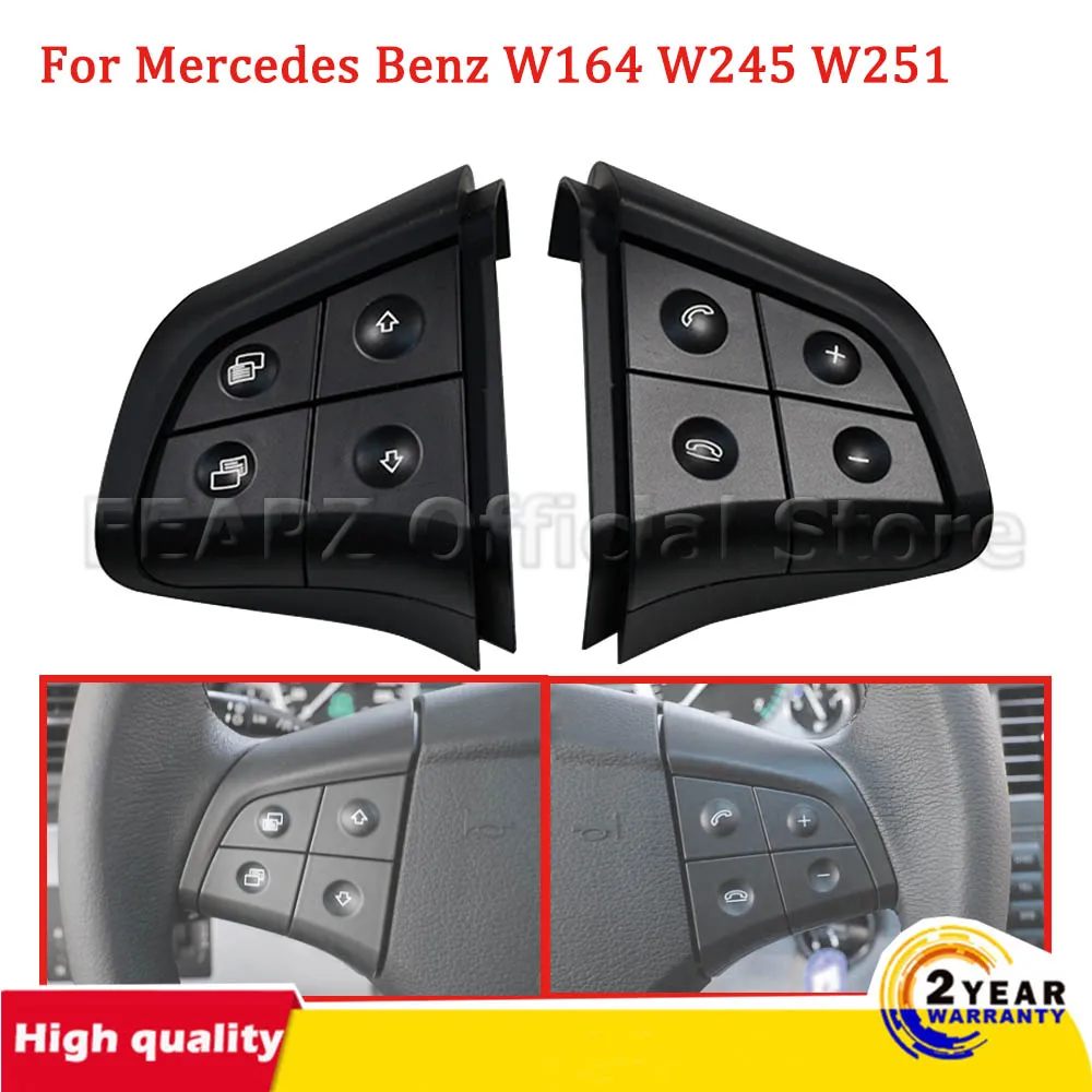 For Mercedes Benz W164 W245 W251 ML GL300/350/400/450 Multi-function Steering Wheel Buttons Kit Phone Control Keys Black