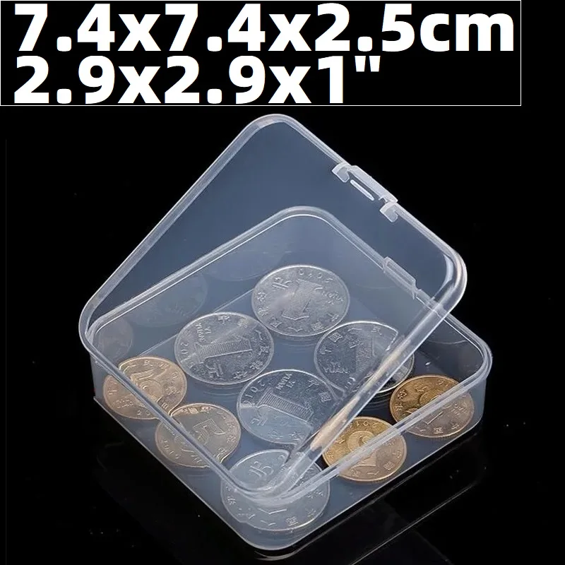 2PCS Mini Transparent PP Storage Box Square Rectangle Plastic Case Jewelry Beads Small Items Organizing Container