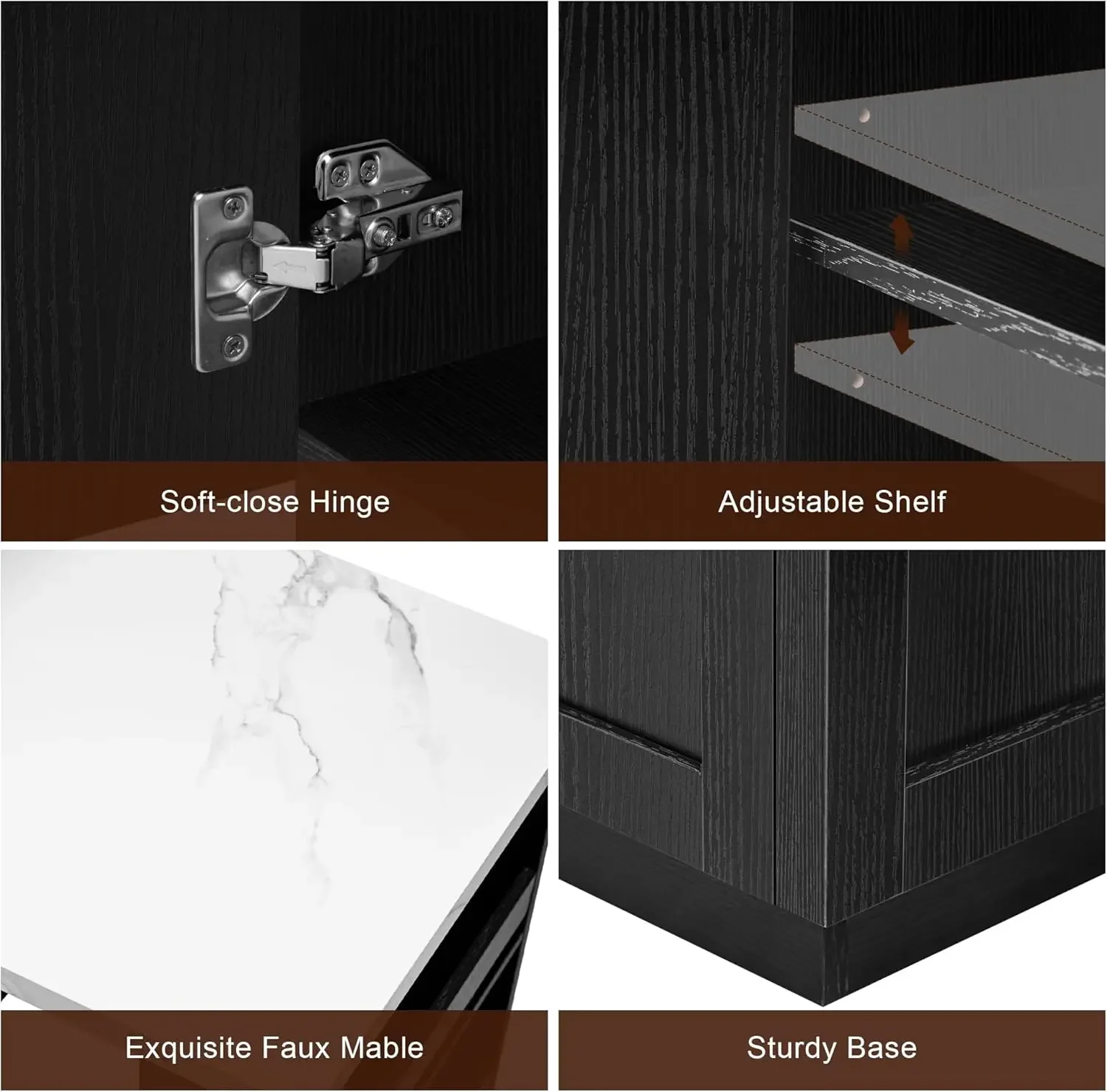 82.7'Faux Mable Kitchen Island with Double-Sized Storage, Kitchen Island with Extendable Dining Table for 4-6 Person