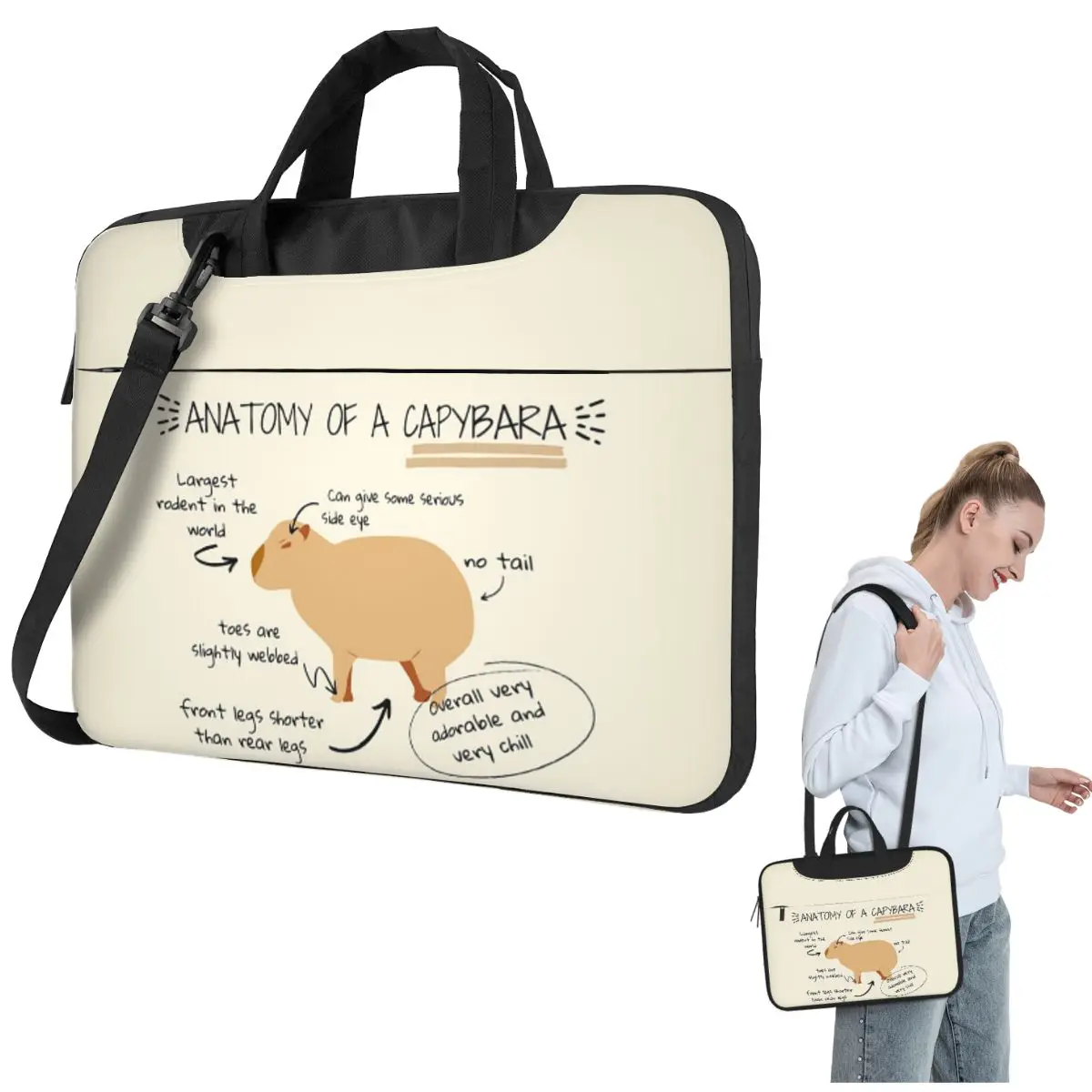

Capybara Animal Pattern Crossbody Laptop Bag Case Computer Bag Resistant Protective Notebook Pouch for Lenovo