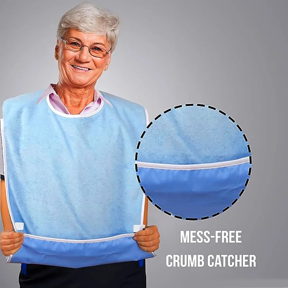 Multi-purpose Elderly Bib Feeding Nursing Washable Stain Resistant Senior Citizens Bibs Mess-Free Diet