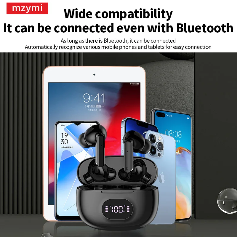 mzymi New TWS Earphone 919 Touch Control Wireless Bluetooth Headphone LED Digital Display In Ear Stereo Sound Headset For XIAOMI