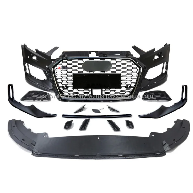 

Car Bumper for sedan 17-19 A3 8V S3|RS3 style Front Bumper Gloss Black grille with ACC hole