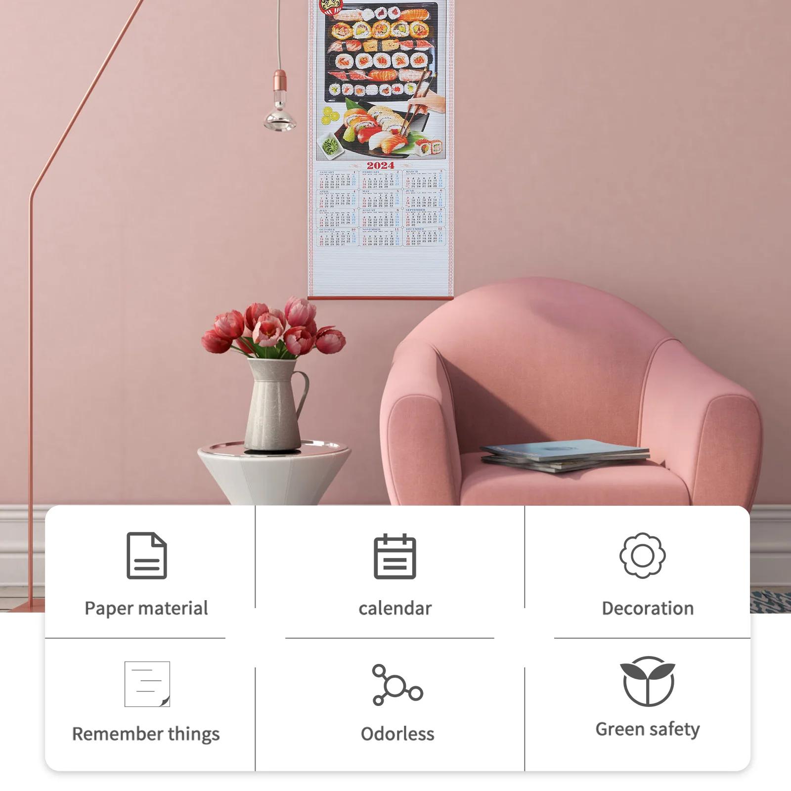 

2024 Large Wall Calendar Traditional Chinese Style Hanging Paper Calendar Auspicious Patterns New Year Celebration Home Office