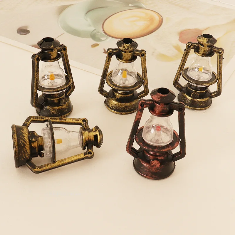 1:12 Scale Miniature Oil Lamp Dollhouse Accessories Mini Kerosene Lantern Doll House Decor Scene Ornaments Pretend Play