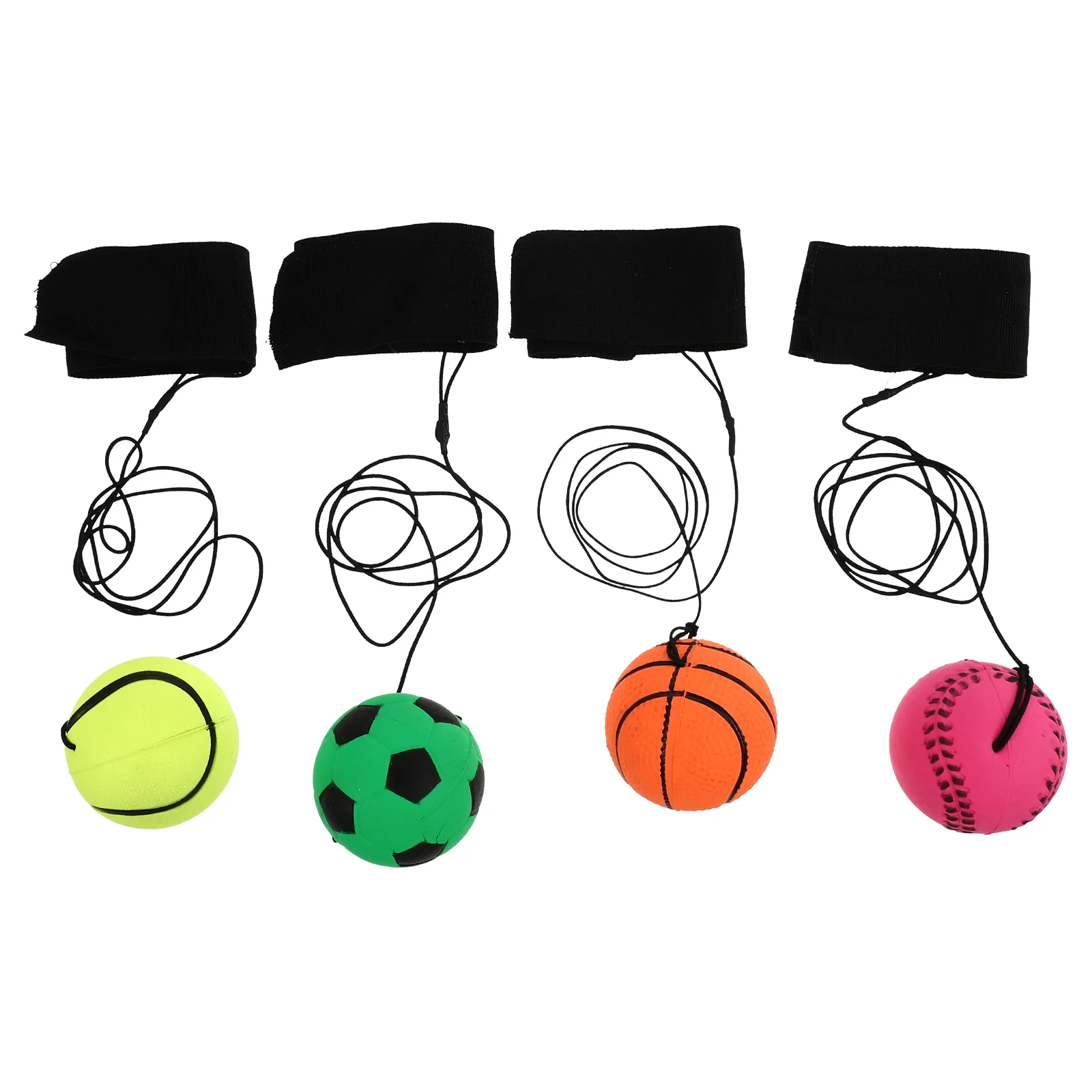 

4 Pcs Fluorescent Bouncy Ball Kill Time Toys Vent Balls Toss Elastic Portable Wrist Kids Wristband Fabric Rubber Throwing