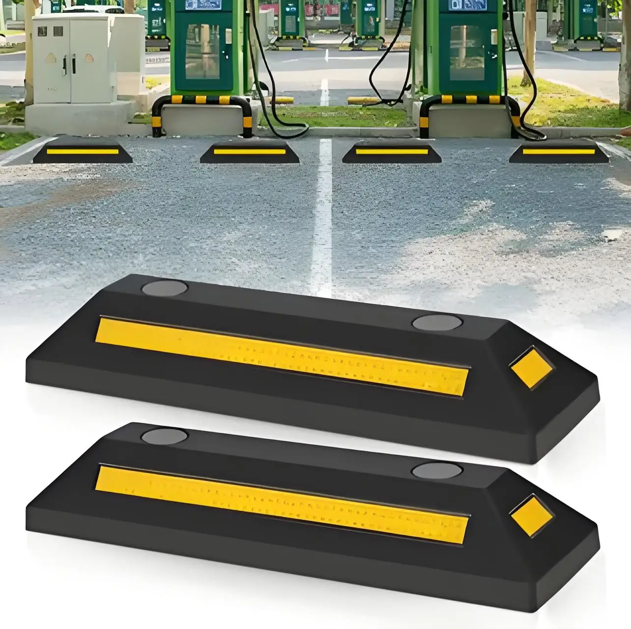 

Противоскользящий резиновый упор для колес автомобиля с высокой видимостью (желтые полосы) для гаражей и парковок, для всех типов автомобилей и грузовиков, 1/2 шт.