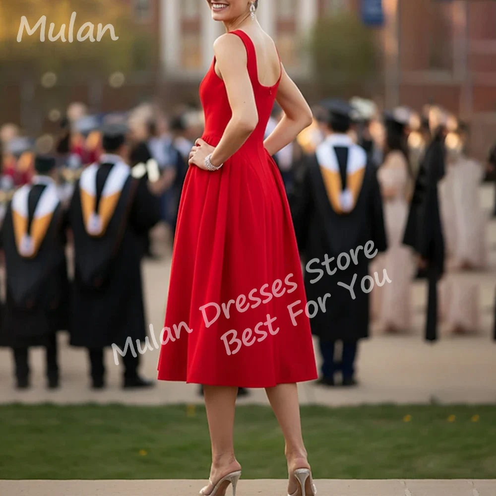 Robes de soirée trapèze personnalisées avec perles rouges élégantes pour événements spéciaux, col rond, dos nu, robe de bal d'anniversaire pour femme, 2026