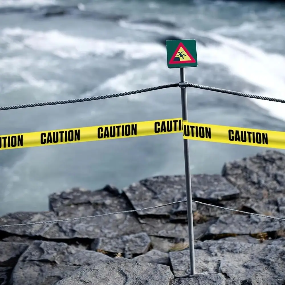 

Premium Yellow Caution Tape Bright Yellow Thickened PE Hazard Tape Bold Black Text Red Color Warning Tape Scary Scene Decor