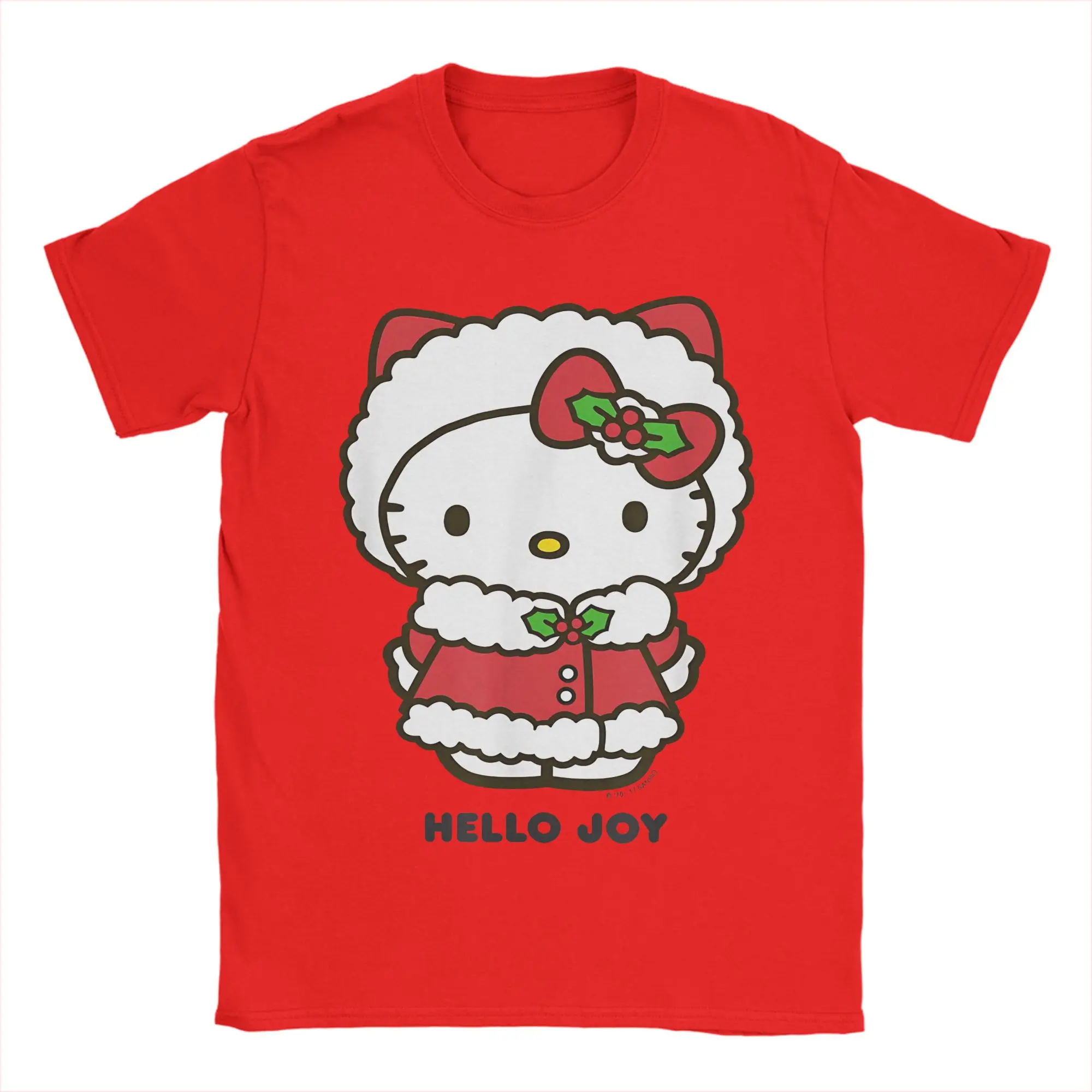 

Hellos Kitty's Рождественская футболка с принтом Санта-Клауса для мужчин и женщин, хлопковая футболка, одежда