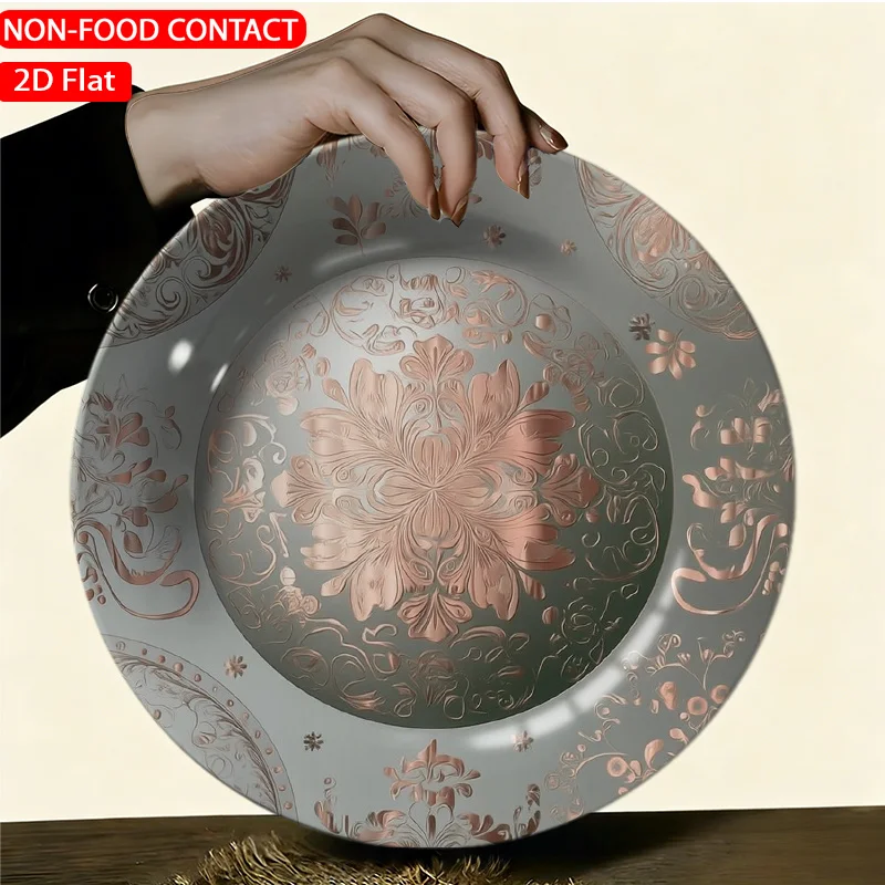 1pc Elegant Ceramic Decorative Plate Floral Design Rose Golden Pattern Theme Design Non-food Contact, Home Desk Ornaments,