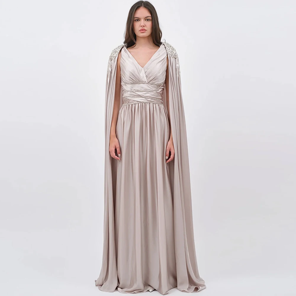 

Роскошное атласное вечернее платье по индивидуальному заказу, темпераментное платье с v-образным вырезом для встречи выпускников, модные платья со шлейфом Ватто для особых случаев