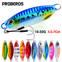 PROBEROS 5pcs 10-50G Luminous Metal Jig Wobbler Swimbait Fishing Lures Artificial Hard Baits with Double Hooks Vibrant Colors