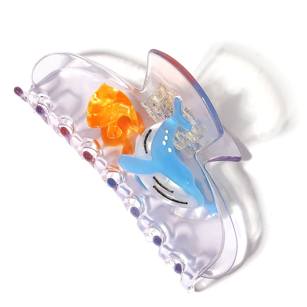 

Transparent Acetate Hair Claw For Women Girls Fashion Whale Fish Animal Shark Hairpin Hair Accessories Back of the Head Gifts