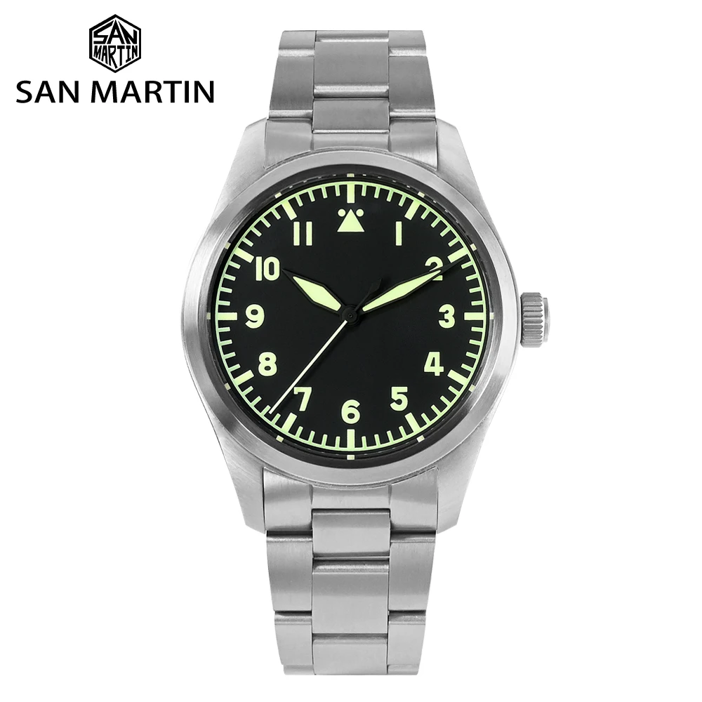 

San Martin 39mm Pilot Men Watch Military Fashion Simple Style NH35 YN55A Automatic Mechanical Watches 20 Bar Waterproof Luminous