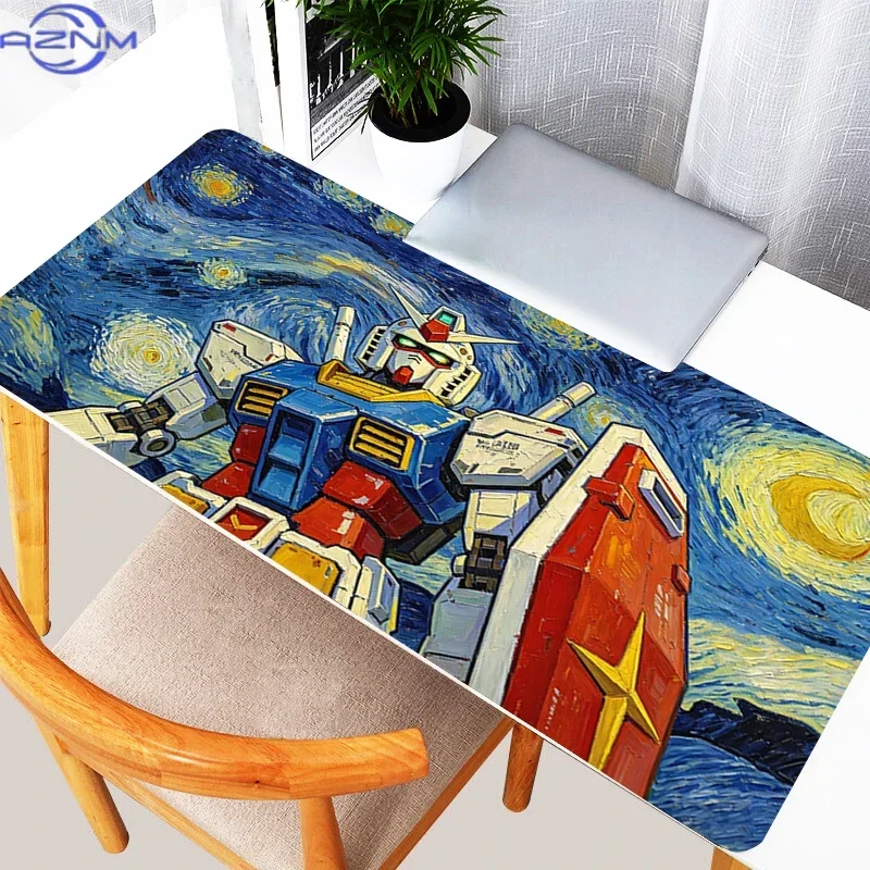 Starry Swirl Impressionist Oil Painting Sci-fi Mecha Graphic Mouse Pad, Rubber Non-Slip Base, Smooth Fabric Gaming Desk Mat for