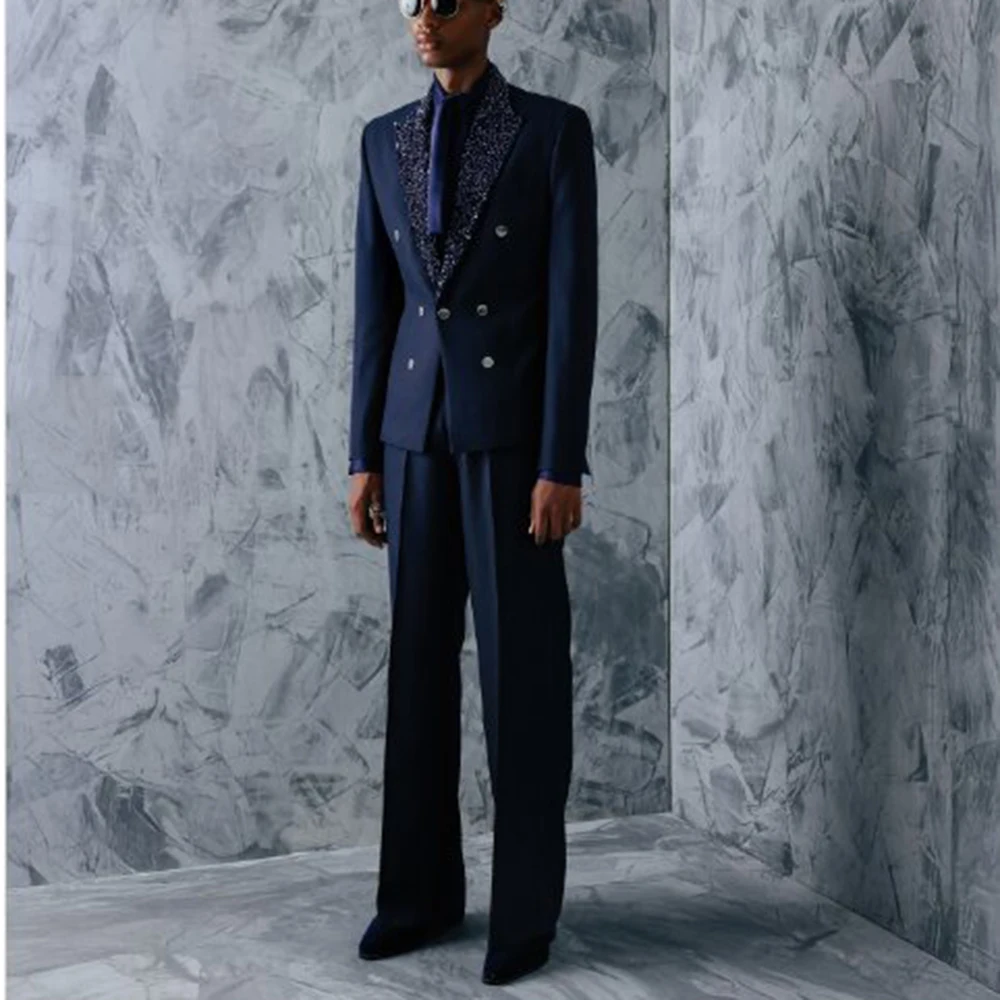 

Fashion Elegant Men's 2 Pieces Suits Sets Single Button Male Blazer Pants Sets Slim Fit Wedding Banquet Party Male Clothing