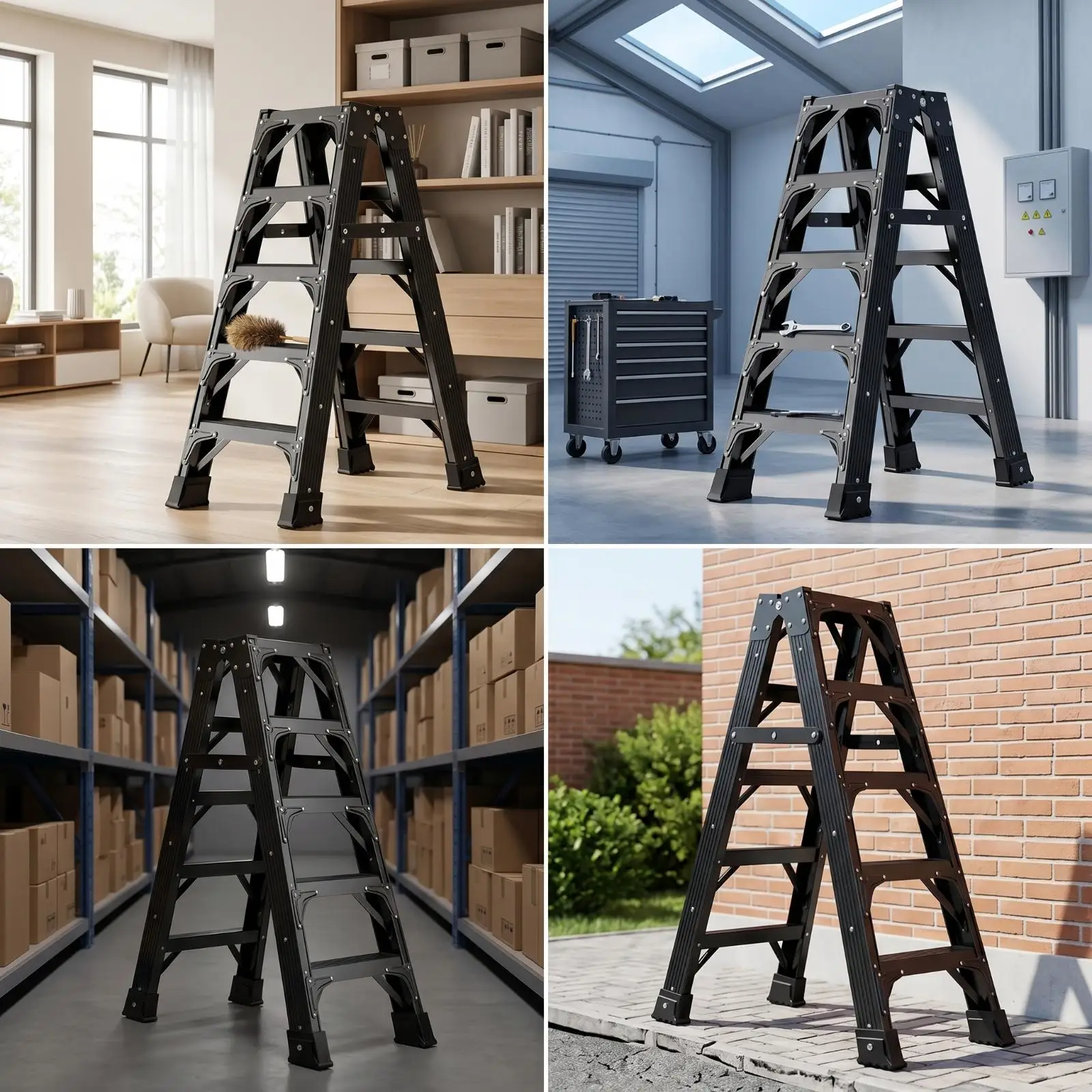 Step Ladder with Anti-Slip Feet Foldable Folding Ladder Sturdy for Homeowners, Painters, Home Maintenance, Decorating, Closet